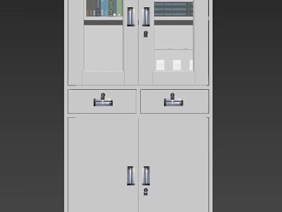 Functional Storage Cabinet with Glass Door Compartments Drawers and Lower Doors 3d model