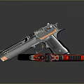 Dual Futuristic Tactical Weapons with Silver Red Bodies and Orange Accents in Sleek Modern Design