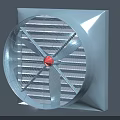 Industrial Exhaust Fan With Square Metal Housing Red Center Motor And Protective Mesh Guard