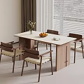 Modern Solid Wood Dining Table Set With Four Padded Chairs For Comfortable Home Dining Environment