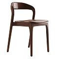 Black Modern Leisure Chair with Wooden Frame and Leather Seat