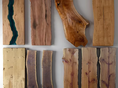 Natural Wood And Stone Decorative Panels With Unique Textures And Diverse Tones 3d model