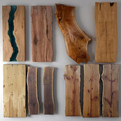 Natural Wood And Stone Decorative Panels With Unique Textures And Diverse Tones 3d model