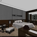 Modern Hotel Guest Room Interior Featuring King Bed Nightstand Armchair And Wall Painting