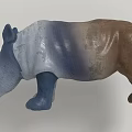 Artistic Decorative Ornament Set With Rhinoceros Figurine And Gradient Blue Gray Brown Colors