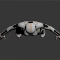 Futuristic Robot Character With White And Gold Mechanical Body Standing Stance