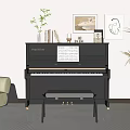 Cozy Interior With Black Piano Music Sheet Wall Art Vase Books And Decor Items
