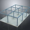 Metal Frame Construction Structure With Support Columns Horizontal Beams And Concrete Base