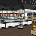 Supermarket Department Store Interior With Fresh Fruit Displays And Organized Product Shelves