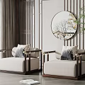 New Chinese Style Single Sofa Single Sofa Combination 3d model
