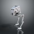 Futuristic Sci Fi Robot Character With Long Legs And Square Metallic Body