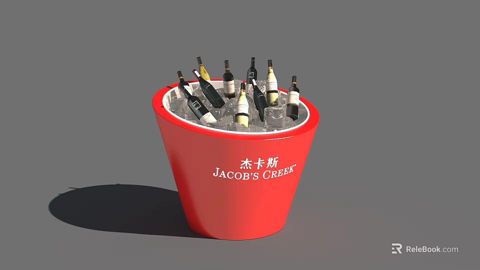 Jacob's Creek Red Ice Bucket With Wine Bottles And Ice For Chilling Drinks 3d model 