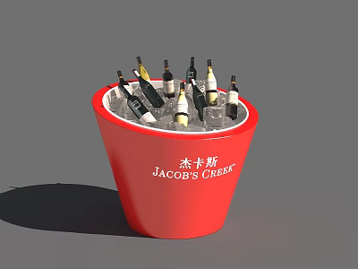 Jacob's Creek Red Ice Bucket With Wine Bottles And Ice For Chilling Drinks 3d model
