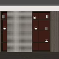 Modern Minimalist Wooden Decorative Cabinet With Perforated Screen Built in Lighting And Decorative Items