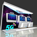 Hi Tech 5G Exhibition Backdrop With Digital Screens And Data Displays 3d model