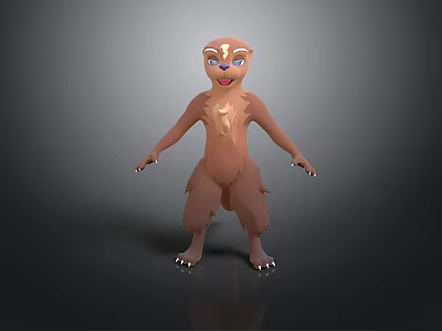 Cute 3D Cartoon Character Model With Brown Fur Blue Eyes And Standing Pose 3d model