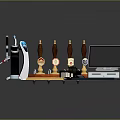 Assorted Bar Equipment Including Beer Tap Trophies TV Chessboard And Mobile Phone