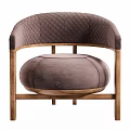 Elegant Taupe Single Sofa with Quilted Pattern Wooden Legs and Matching Ottoman