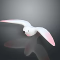 White Bird Flying With Pink Wing Tips Against Gray Background And Reflection 3d model