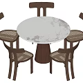 Middle style dining table and chair combination 3d model