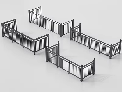 Black Metal Railings With Different Styles For Staircase And Balcony 3d model