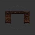 Dark Wooden Office Desk With Multiple Drawers Brass Handles And Traditional Design Classic Finish