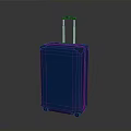 Blue Rolling Suitcase With Trolley Handle And Black Corner Protectors