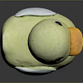Cute Yellow Rubber Duck Toy With Black Eyes Orange Beak White Wing On Dark Background
