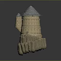 Tower Shaped Stone Decorative Furniture With Multi Layer Structure And Stacked Design