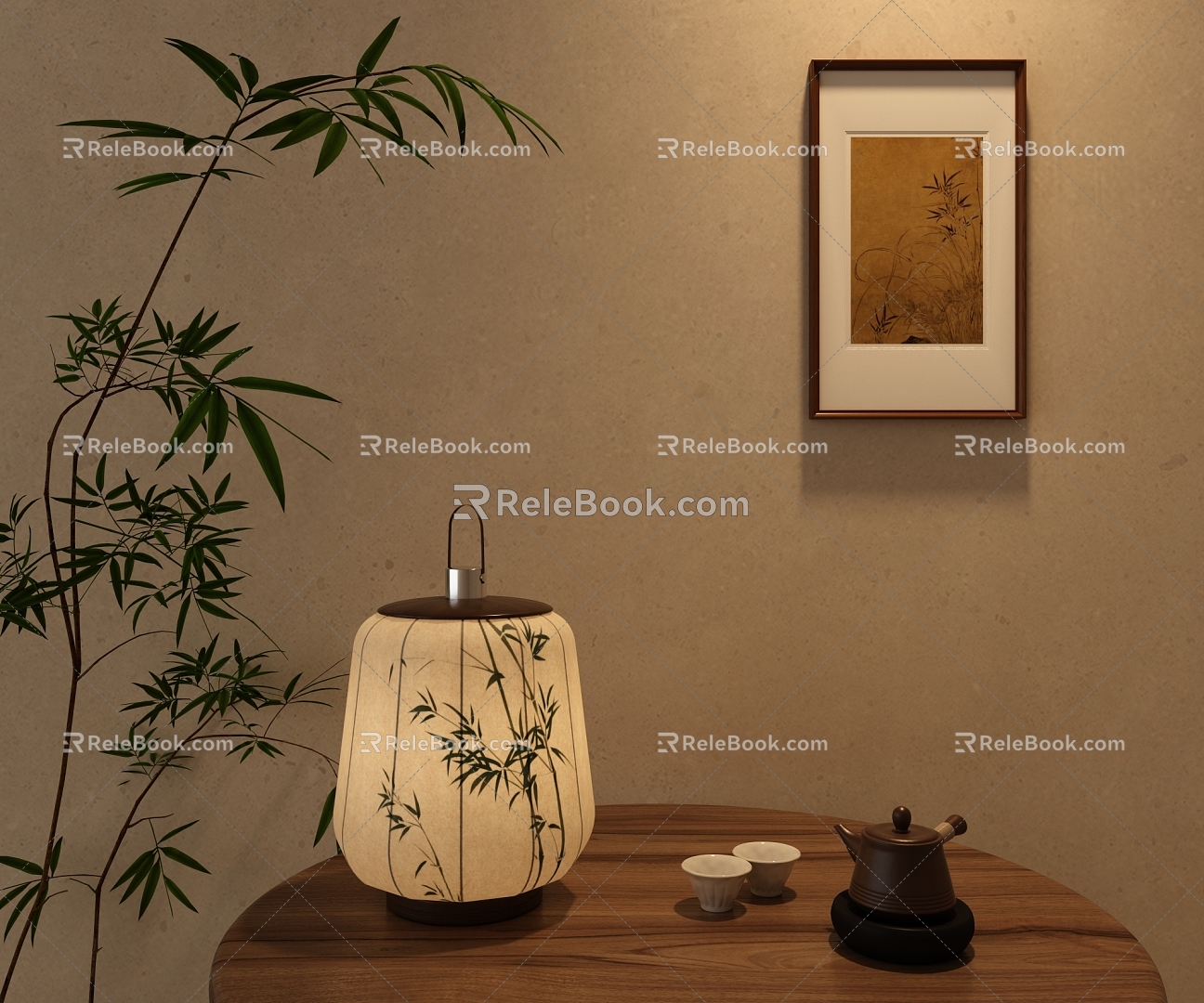 New Chinese Style National Style Bamboo Table Lamp Hanging Picture model