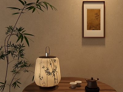 New Chinese Style National Style Bamboo Table Lamp Hanging Picture model