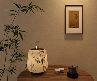 New Chinese Style National Style Bamboo Table Lamp Hanging Picture 3d model