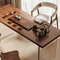 Traditional Wooden Tea Table and Chairs With Simple Design Matching Tea Sets Indoor