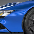 Blue Ferrari Convertible Sports Car With Sleek Exterior And Black Wheels Open Top