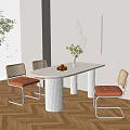 Nordic Dining Table and Chair Combination Cream Dining Table and Chair Combination 3d model