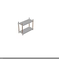 Two Tier Coffee Table With Blue Shelves And Copper Frame Design