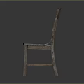 Rustic Wooden Leisure Chair With Slatted Back Distressed Surface And Natural Texture