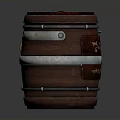 Wooden Decorative Barrel With Metal Bands And Carved Patterns For Home Storage