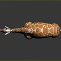 Realistic Giraffe Model With Orange And White Spots Standing On Gray Background