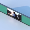 Modern Outdoor Digital Display With Green Panels And Scenic People View