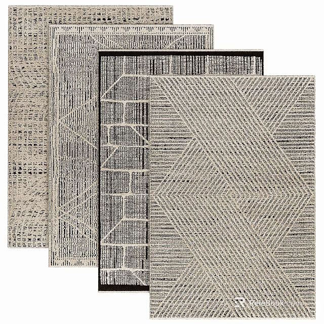 Modern Square Rugs With Geometric Patterns And Neutral Tones For Home Interior Decor 3d model