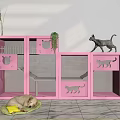 Cozy Pet Household Supplies Pink Cabinets With Cat Silhouettes Dog On Mat Green Plant Indoor