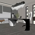 Modern Office Interior With Open Layout Pendant Light Sofa Desk Bookshelf And Green Plant