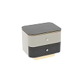Elegant Modern Nightstand With Black Top Gray Body And Crystal Knob Drawers