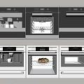 Modern Built in Kitchen Appliances with Coffee Maker Oven and Microwave in Black Silver Design