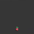 Pink 3D Cartoon Character With Two Green Leaves And Smiling Face On Dark Background