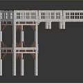 Detailed Architectural Structure Model With Wooden Roof Railings And Support Frames