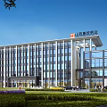 Aerial Planning of Shanxi Kangxin Pharmaceutical Modern Office Building With Greenery Lawns And Roads