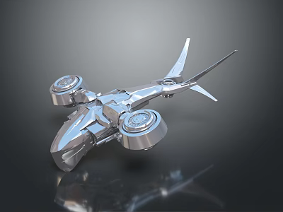 Futuristic Silver Metallic Aircraft With Circular Engines Streamlined Design And Reflective Surface 3d model