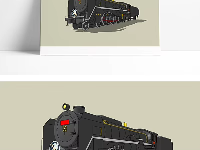 modern train steam locomotive train 3d model